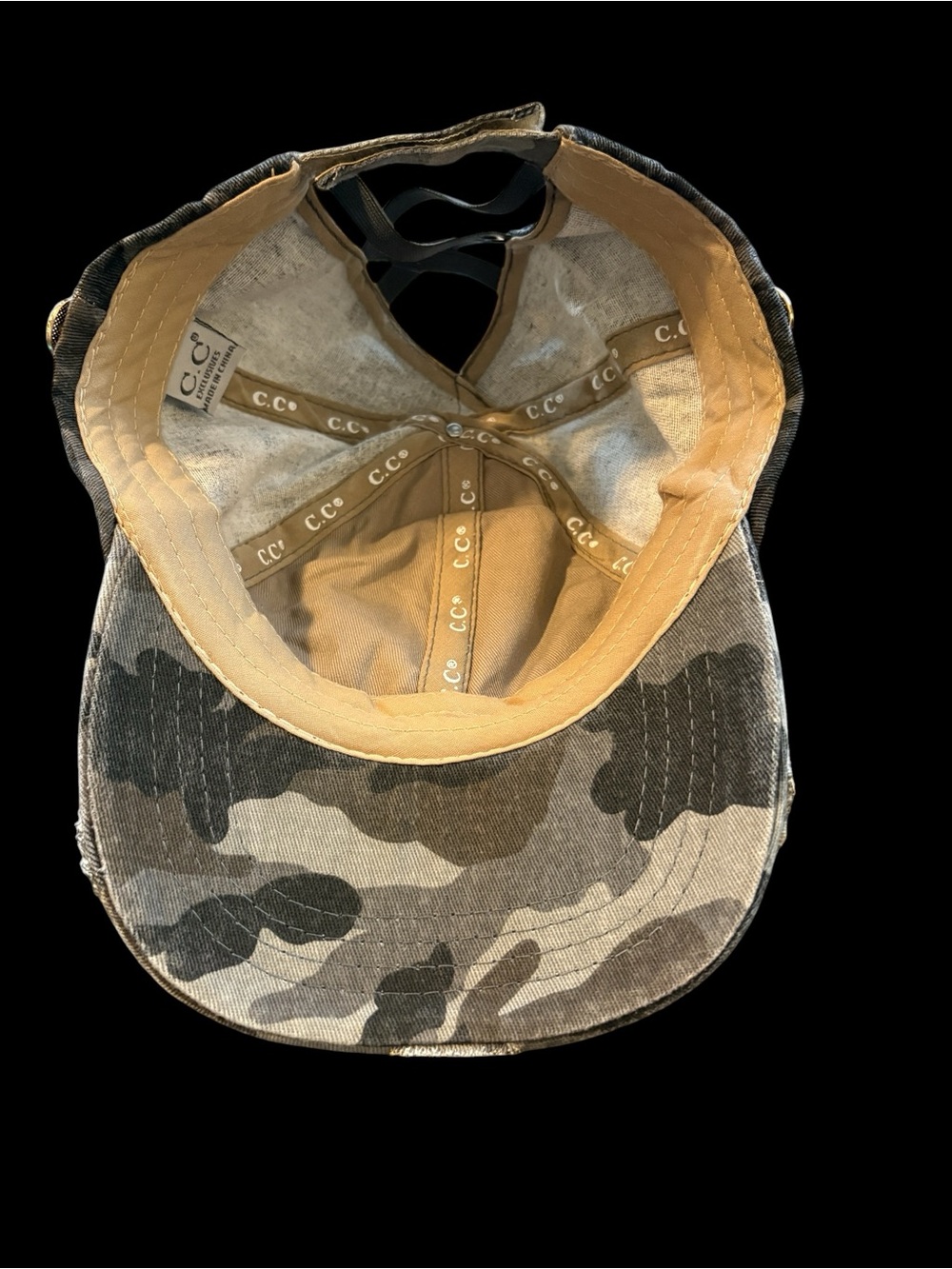 C.C Olive and Black Camo Baseball Hat with Metal Logo - Picture 3 of 3
